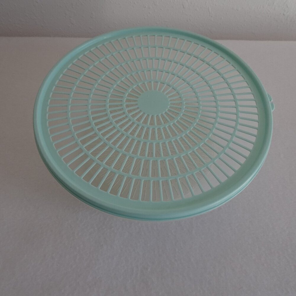 Tupperware Colander Strainer Bowl 1835-3 Flow Thru Sheer Mint Lid 1836-1 Vintage